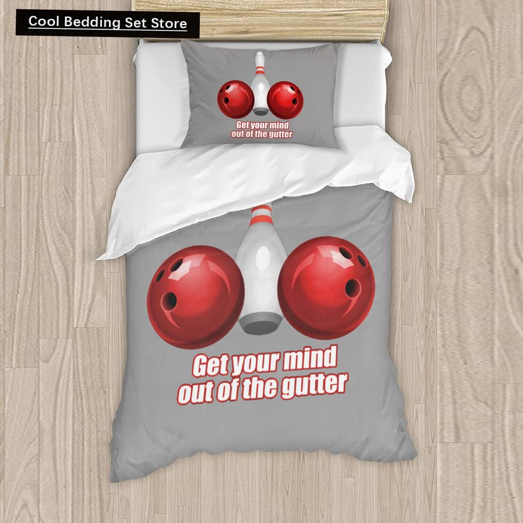 Bowling King Queen Double Duvet Cover Teens Sports Games Theme Bedding Set Starry Sky Comforter Cover Blue Polyester Quilt Cover