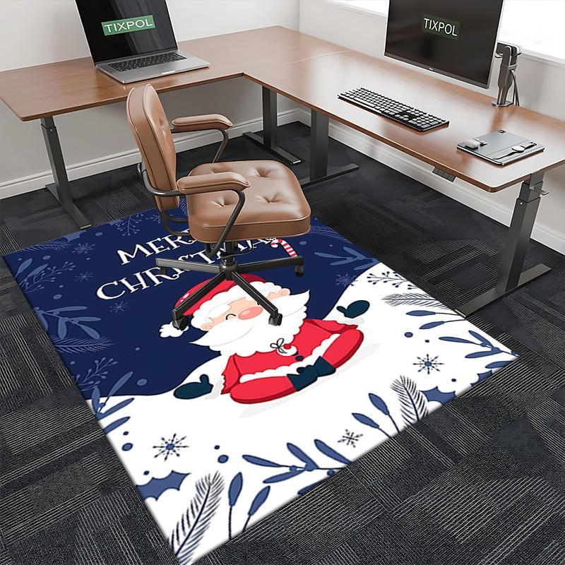 Christmas Santa Claus Chair Mat - Non-Slip Carpet for Office, Home Decor, Living Room, Bedroom, Game Room & Dormitory - Anime Cartoon Design Holiday G