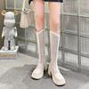 Модные женские высокие сапоги, летние, тонкие, круглые, с марлевой полой дышащей платформой, модные сапоги