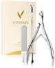 VITOMS Cuticle Nail Care Set with Pusher and Nail Makes a Great Gift Nippers, File,