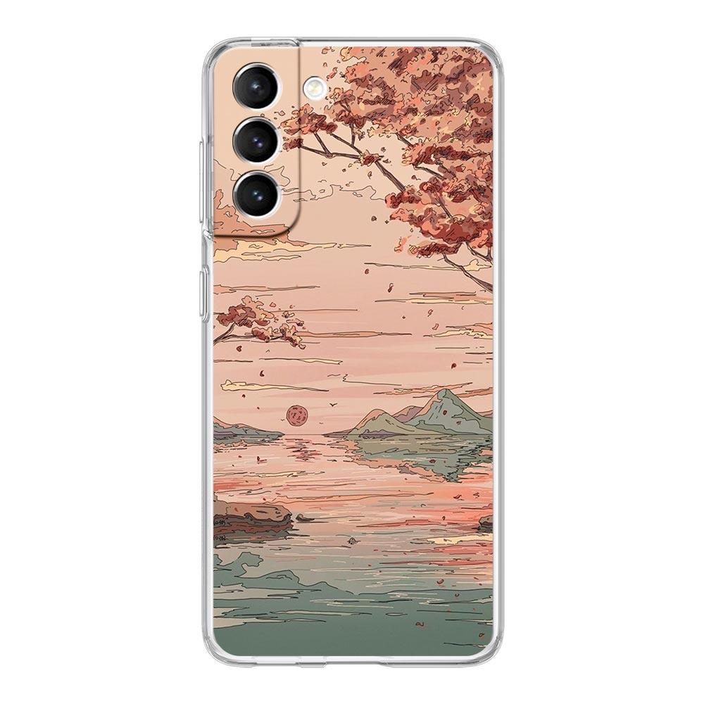 Чехол для телефона INS Japan Sunset Scenery Clear для Samsung Galaxy S23 S22 5G S20 Ultra S21 FE 5G S10E S9 S8 S10 Plus, мягкая задняя крышка.