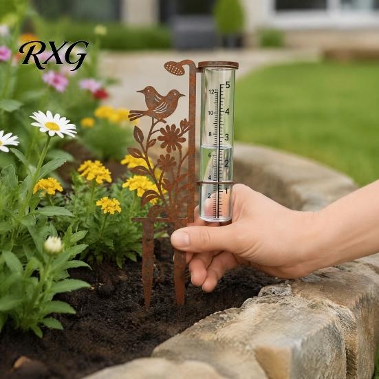 Precise Outdoor Rainfall Sensor Rain Gauge Outdoor, 7.8 Inch Gauges for Measuring Precipitation, Freeze Proof Easy Setup Meter Gauge, Vintage