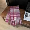 Winter Thickened Mohair Scarf for Women Rainbow Plaid Tassel Shawl Student Versatile Warm Scarf Trendy and Warm