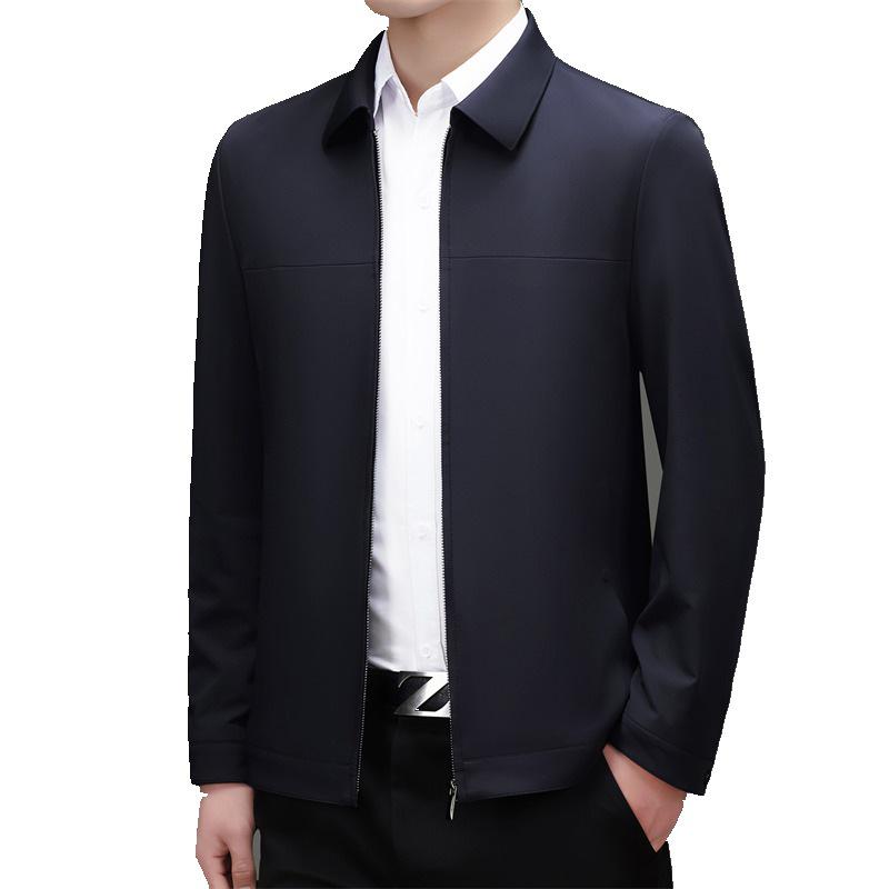 Men's 2026 Spring/Autumn Non-Iron Business Casual Lapel Jacket for Middle-Aged Dads