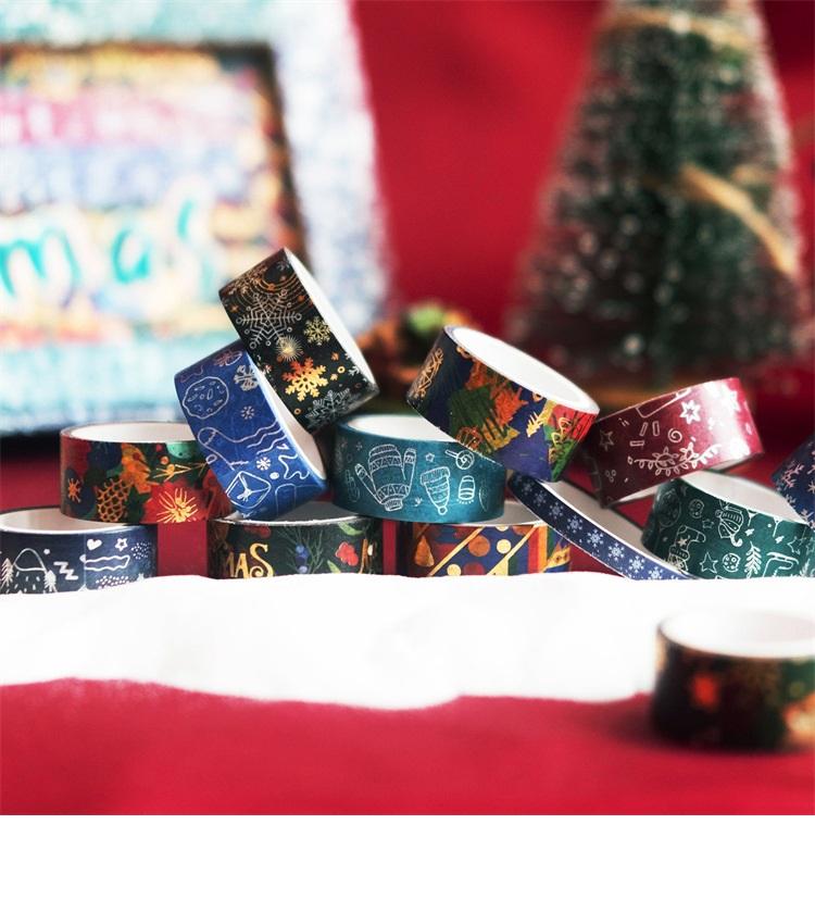 12 шт., набор лент «Merry Christmas Washi», 15 мм * 5 м, зимний подарок, бумажная клейкая лента для маскировки, украшение