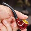 New Imitation Wood Pipe Men's Classic Resin Pipe Old-Fashioned Dry Pipe Portable Copper Pot Bent Cigarette Pipe