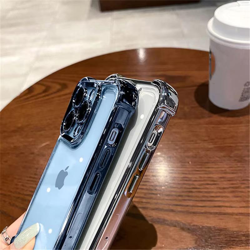 Роскошный фиолетовый прозрачный противоударный чехол для iPhone 14 13 16 15 Pro Max Plus XS XR X с силиконовым мягким покрытием на четырех углах