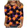 Женский осенний пуловер, модные повседневные футболки с круглым вырезом, 3D-принт на Хэллоуин, длинный рукав, тыквенная футболка для женщин
