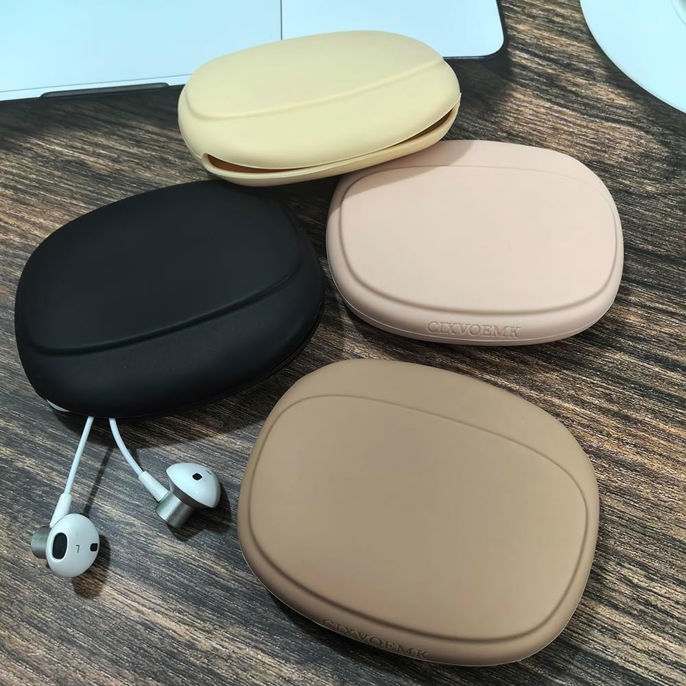 Silicone Headphone Organizer - Data Cable Storage Case - Mini Magnetic Storage Box - Portable Wired Headset Storage Bag (Black -Beige- Brown - Nude)