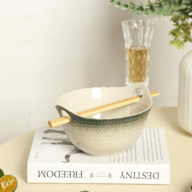 Ancient European Style Ceramic Dining Plate Underglaze Jadeite Green Breakfast Bread Steak Plate Household Kitchen Tableware