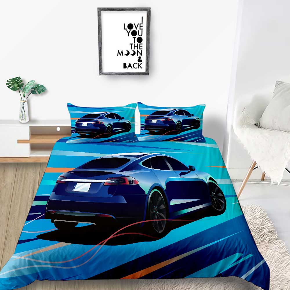 Пододеяльник с 3D принтом Покрывала с автомобилями Постельный комплект из полиэстера Queen King Size Роскошный пододеяльник для мальчиков-подростков и мужчин