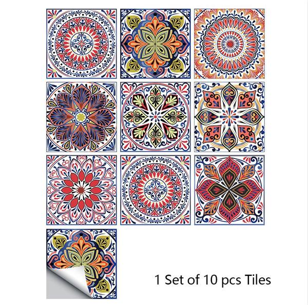10x10/15x15/20x20/30x30cm PVC Flower Tile Tiles Decals Waterproof Wall Sticker Bathroom Sticker Kitchen Decoration