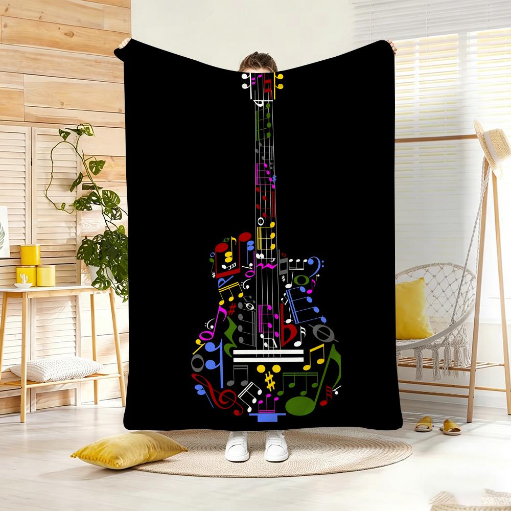 Artistic Pattern BBohemian Floral Guitar Throw Soft Warm Throw Blanket for Bedroom Living Room Bed Travel Camping Picnic Gift