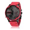 Trendy Unisex Male Watches Big Dial Luxury Calendar Bracelet Men Red Steel Wristwatch
