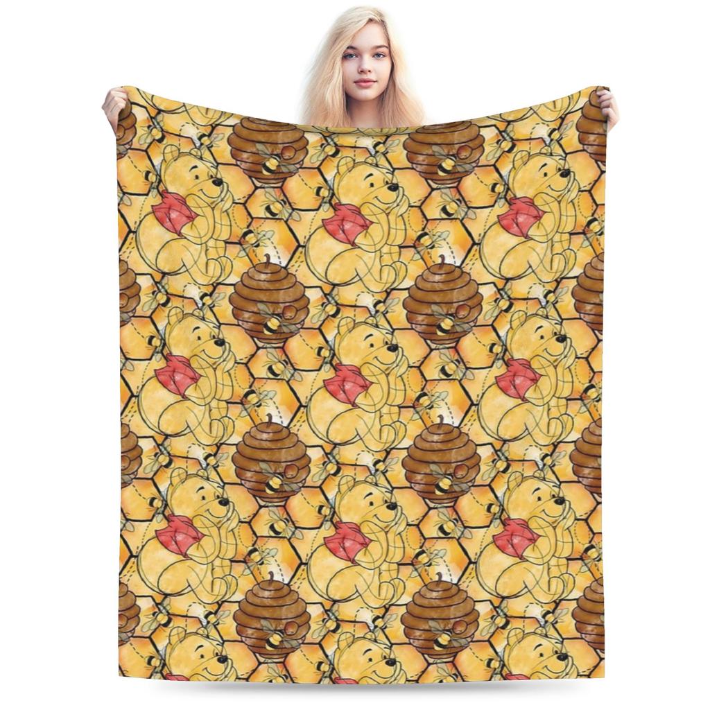 Pooh and Friends Blankets Flannel Summer Air Conditioning Winnie The Pooh Breathable Soft Throw Blankets Sofa Travel Rug Piece