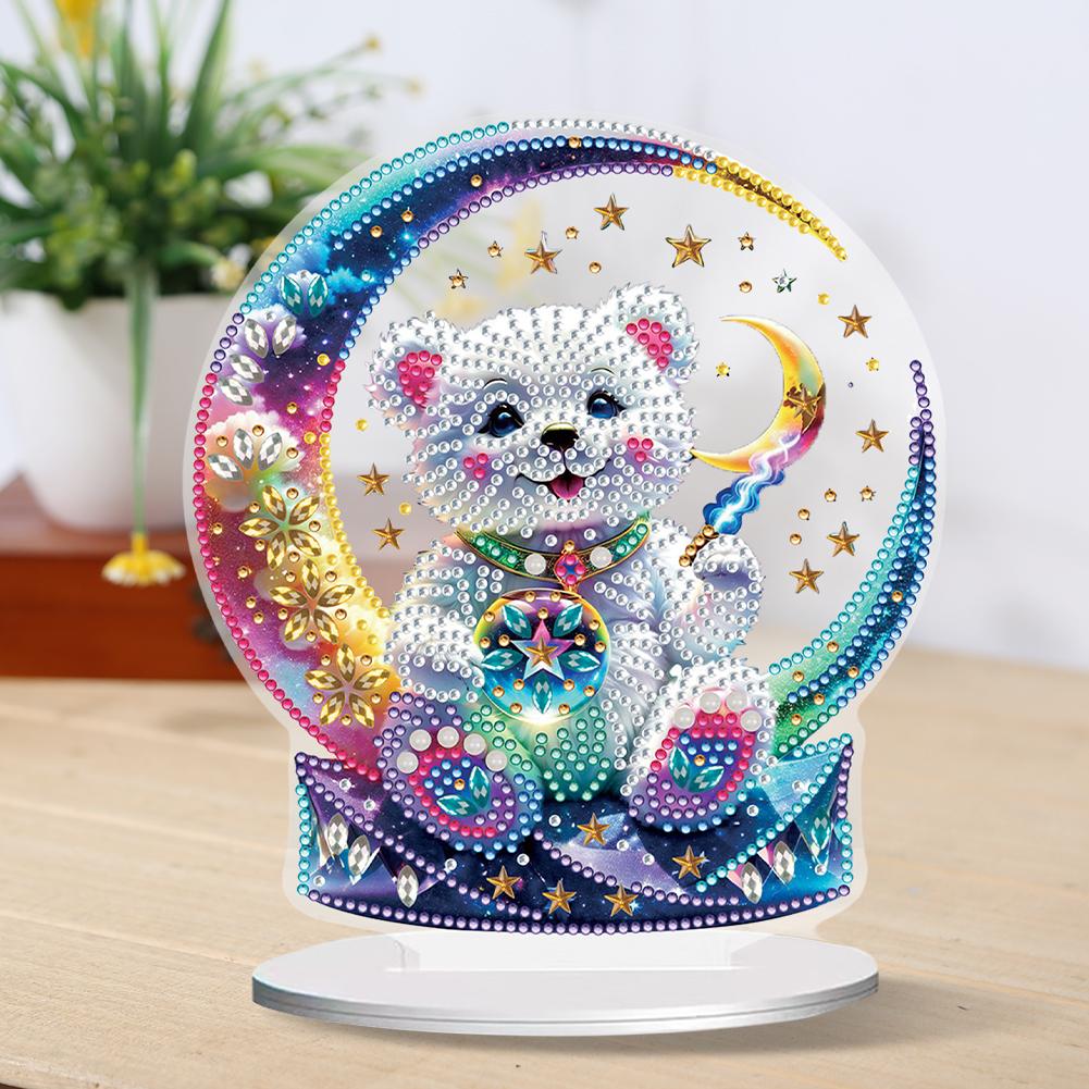 Медведь и Луна Алмазная картина Настольные украшения Набор акриловых настольных алмазных картин Наборы украшений для взрослых начинающих