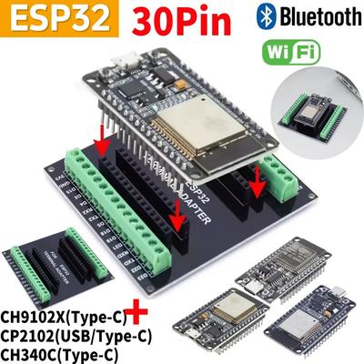 Плата расширения GPIO 1 в 2 ESP32 CP2102 NodeMCU-32S Lua 30-контактный модуль GPIO WiFi Bluetooth-совместимый модуль с низким энергопотреблением