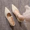 Pointed High Heels French Soft Sole Shoes Versatile Light Women's Shoes One-strap Shallow Mouth Mary Jane Shoes