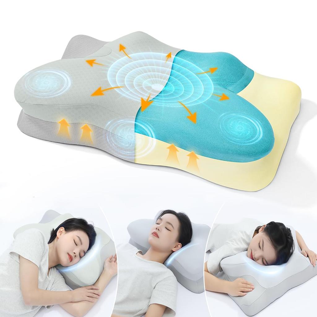 Tillmulya Pillow, Memory Foam, Neck Pain Relief, Sleep Pillow [Dual-Layer Construction for Enhanced Comfort and Support], Choose from Low or High