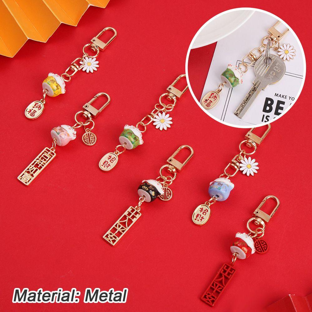Fashion Cute Car Bag Pendant Fortune Cat Cartoon Japanese Lucky Cat Keychain