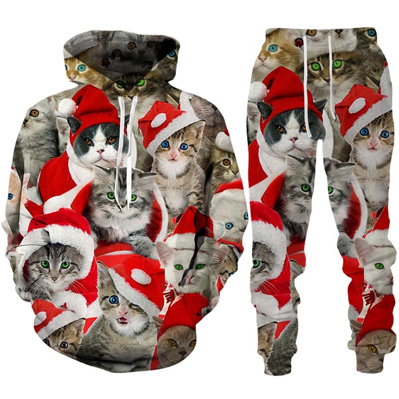 Funny Christmas Theme 3D Print Costume Men/Women Casual Hoodie Pants Outfits Set New Year Party Holiday Streetwear Clothing Suit