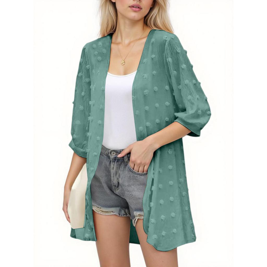 Women's Fashion Casual Seven Split Sleeve Solid Color Cardigan Sun  Top