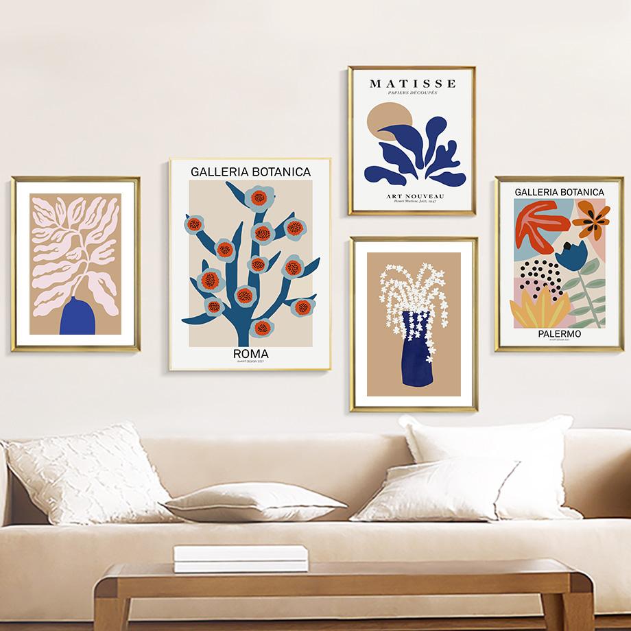 Абстрактное Баухауз Матисс Коралловый цветок ботанический настенное искусство холст картины постеры и принты настенные панно для декора гостиной