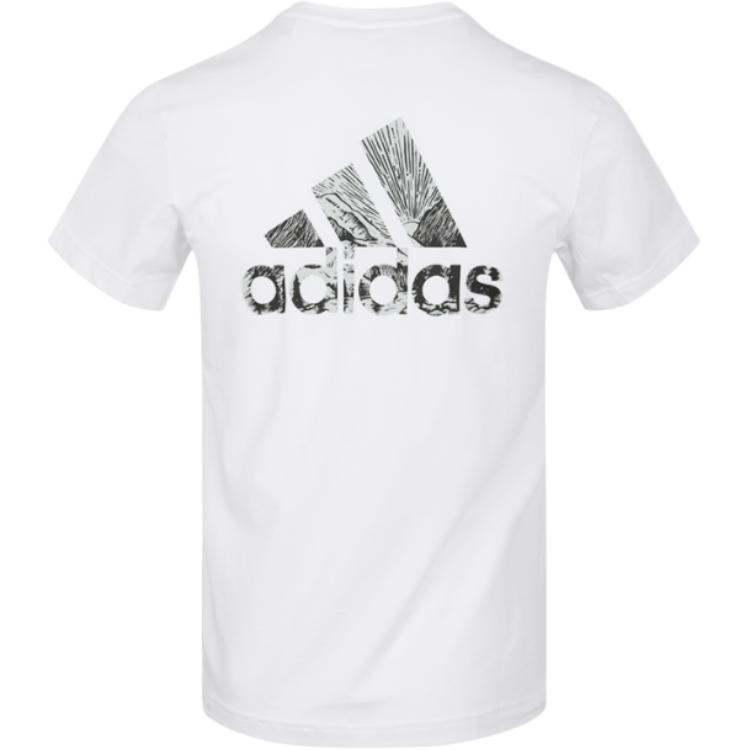 adidas Call Of Nat Модная универсальная футболка с круглым вырезом и коротким рукавом Мужские топы Белый FI9140