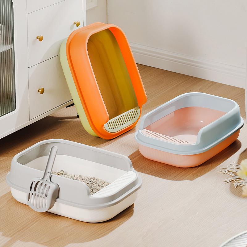 Large Semi-Enclosed Thickened Cat Litter Box with Scoop - Anti-Splash Design