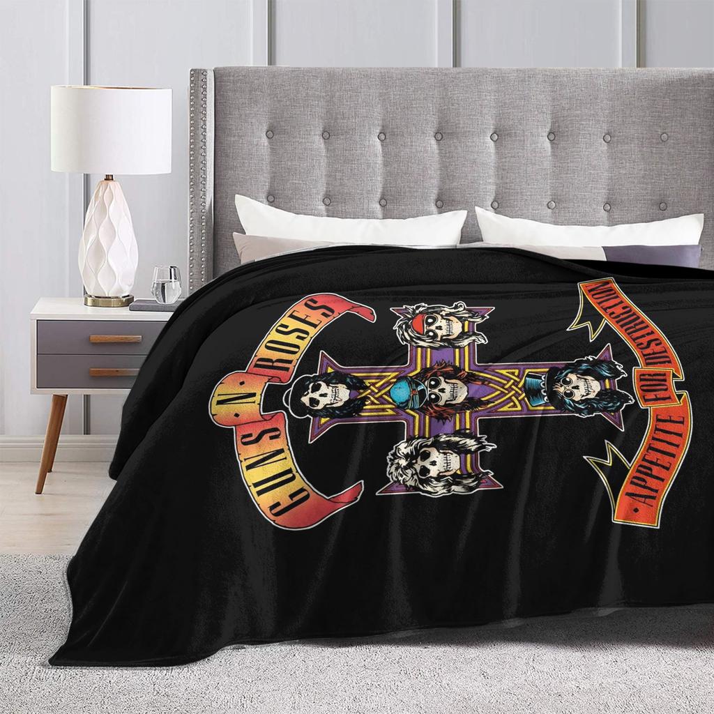 Guns N Roses Band Warm Soft Blanket Travel Office Plush Throw Blanket Novelty Couch Chair Flannel Bedspread Sofa Bed Cover