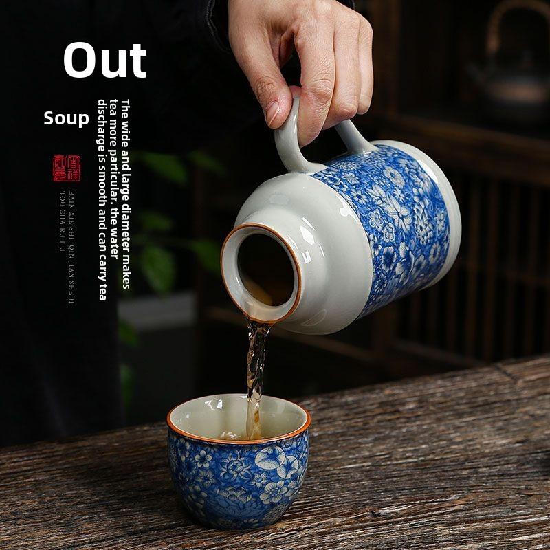 Древняя керамическая глина маленький теплый горшок для дома с крышкой чайник чайная чашка большая емкость сине-белая керамическая тушеная чайная чашка чашка для влюбленных