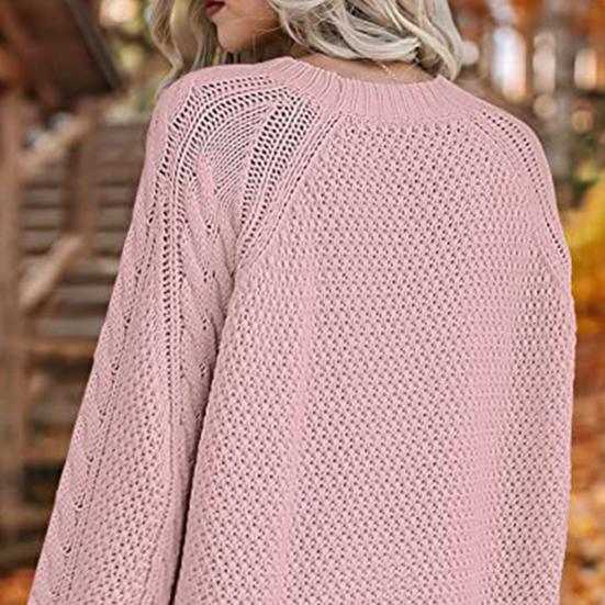 Женский пуловер-свитер с круглым вырезом, сохраняющий тепло, длинный рукав, средней длины, объемное вязаное платье-свитер для повседневной носки
