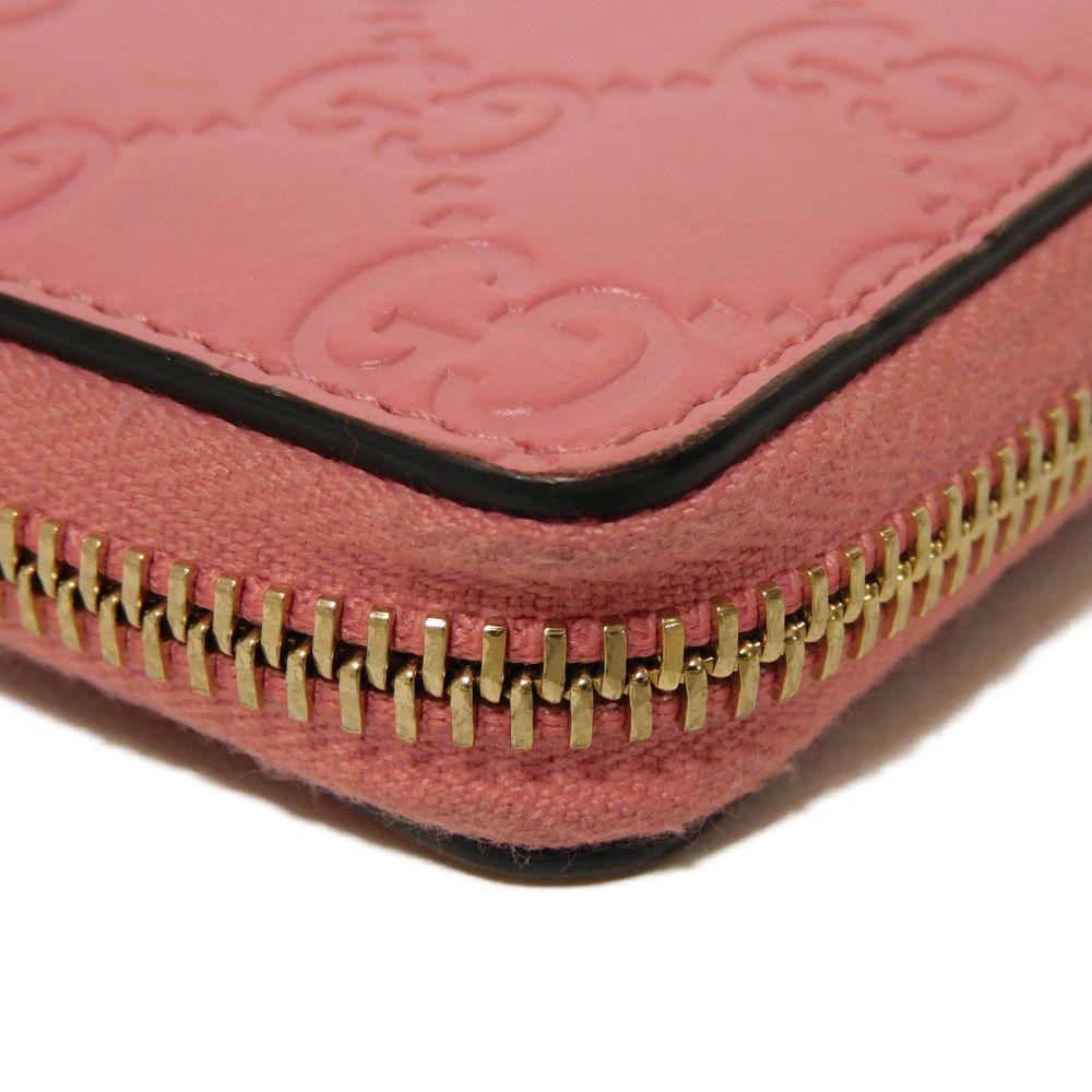 Used Guccissima Coin Purse 9539 255452 7943 Double G Embossed Card Case Zip Around GG Shima Pink Unisex from Japan