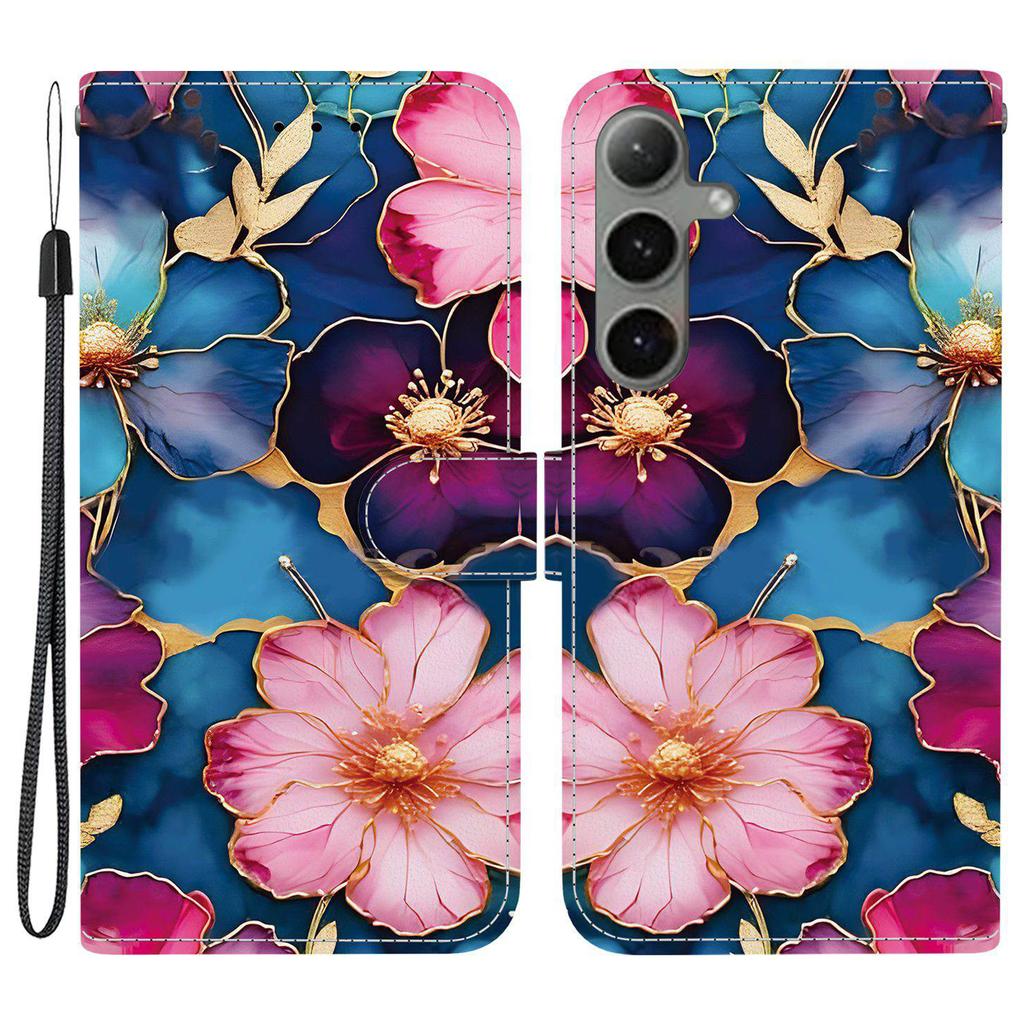 For Samsung Galaxy S25+/S24+ Wallet Case Pattern Printing Leather Stand Phone Cover with Strap