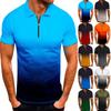 Мужская модная повседневная футболка с отворотом и коротким рукавом с градиентным принтом, топы