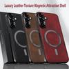 Роскошный чехол из искусственной кожи для Samsung Galaxy A56 A55 A54 A53 A52 M34 Magsafe Магнитное металлическое кольцо Защита объектива Противоударный чехол
