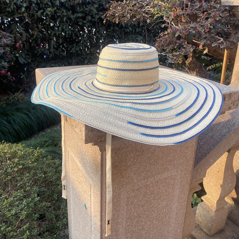 Large brimmed straw hat sunscreen temperament papyrus lafite beach hat sunshade hat lady summer sun panama hat jazz hat man