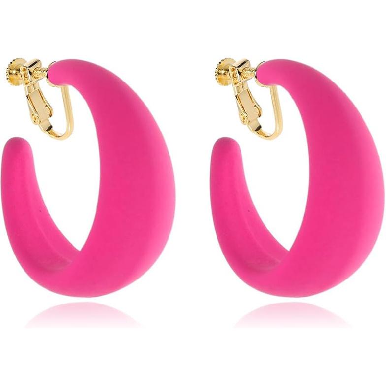 Массивные клипсы-кольца для женщин Съемные Широкие Заметные Серьги Без Прокола Модные Аксессуары 80-х 90-х Винтажные Неоновые Вечеринки Украшения Для Образа