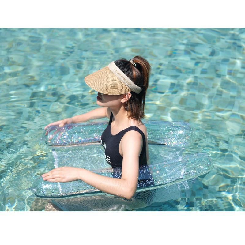 Горячая Распродажа Прозрачное ПВХ Плавающее Кресло с Блестками Надувной Гамак для Взрослых 130*70см Овальный