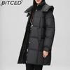 BITCED Fashionable Mid-Length Cotton Coat for Women Trendy Casual Warm-Weather Jacket with Detachable Hood