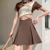 Юбка, закрывающая бедра Серая плиссированная юбка для женщин Лето Весна Осень Зима Черная с высокой талией А-силуэта Маленькая короткая юбка Юбка с разрезом
