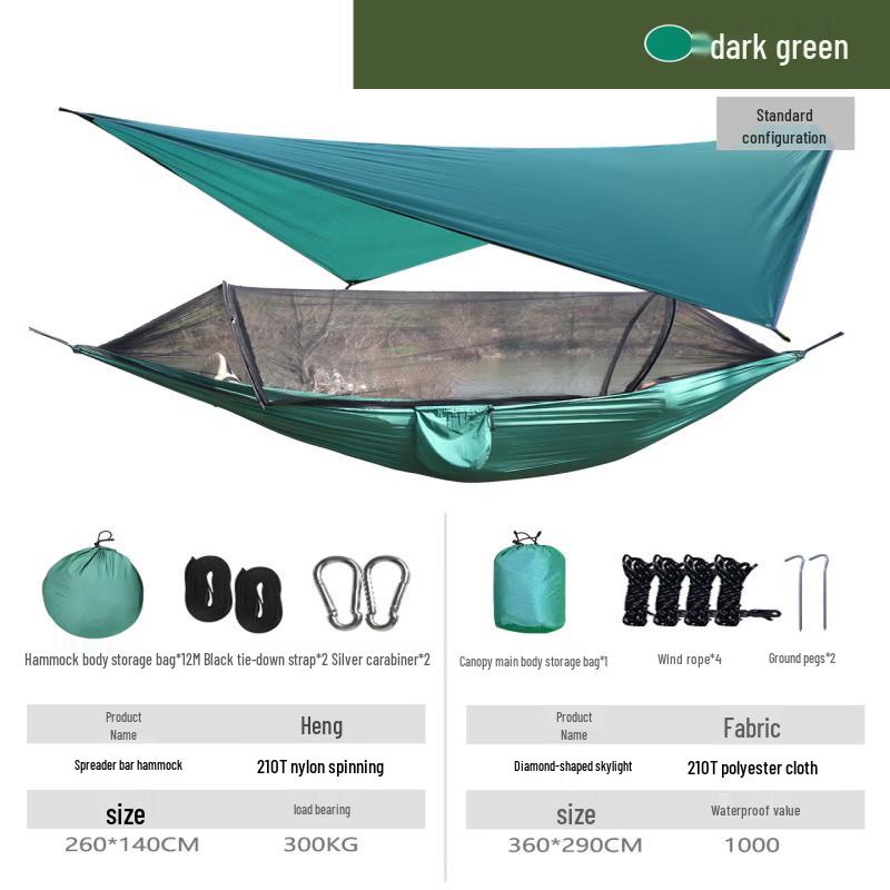OLOEY Double Camping Mosquito Net Hammock with Tarp