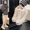 Korean Version of Thick-soled High-top Women's Shoes 2025 Winter Velvet Warm and Versatile Ins Student Leisure Sports Cotton Shoes K1706