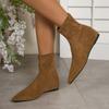 Женские ботильоны с острым носком, обувь на плоской подошве, 2025, новые, зимние, элегантные, замшевые, сексуальные ботинки, для платья, для вечеринки, женские, zapatos mujer, botas