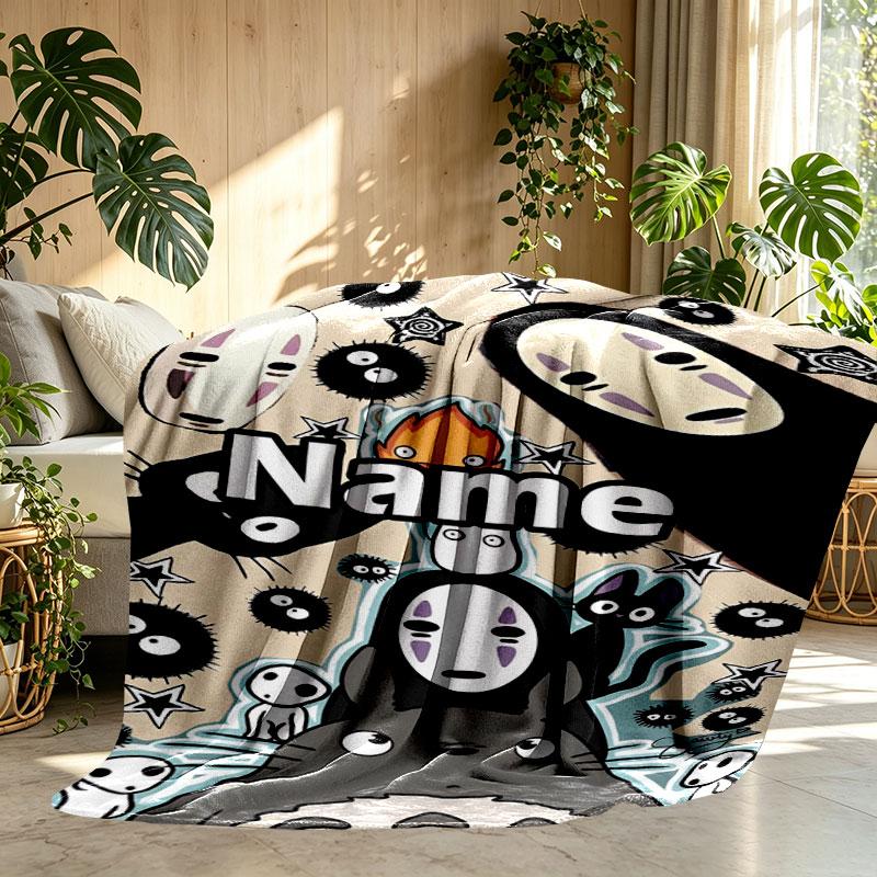 Custom Name Personalized My Neighbor Totoro Print Blanket, Home Decor, Bedroom, Sofa, Camping, Couch, Gifts for Birthday Christmas