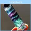 Exquisite Natural Fluorite Quartz Crystal Stone Healing Amethyst Hexagonal Wand Point For Enhanced Concentration