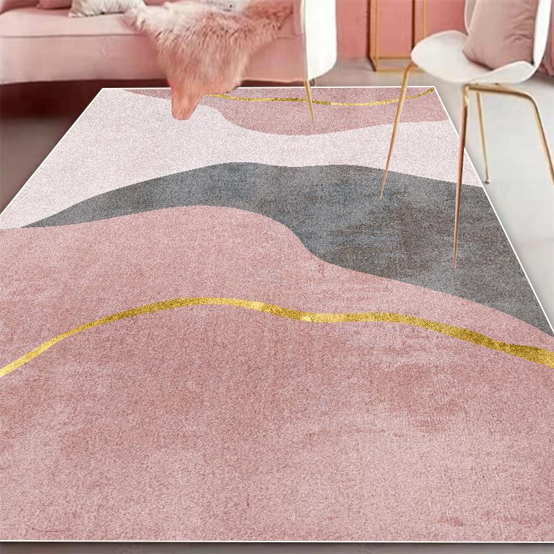 Simple Geometry Decoration Rugs Living Room Pink Large Carpets Home Sofa Light Luxury Foot Mat Bedroom Cloakroom Soft Carpet