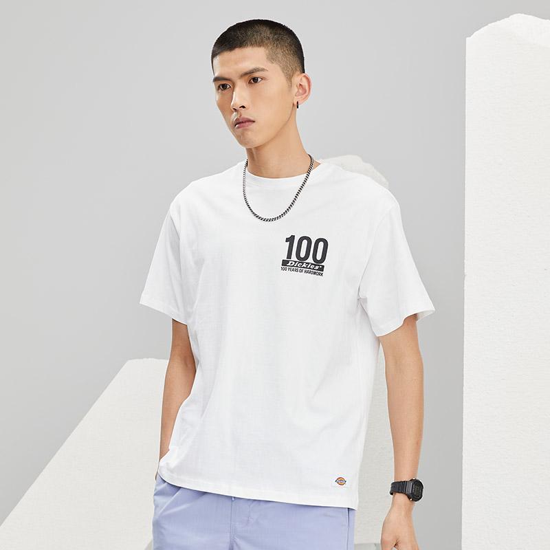 Dickies SS22 Повседневная футболка с коротким рукавом и принтом с логотипом-буквой, унисекс, белая DK010217C4D