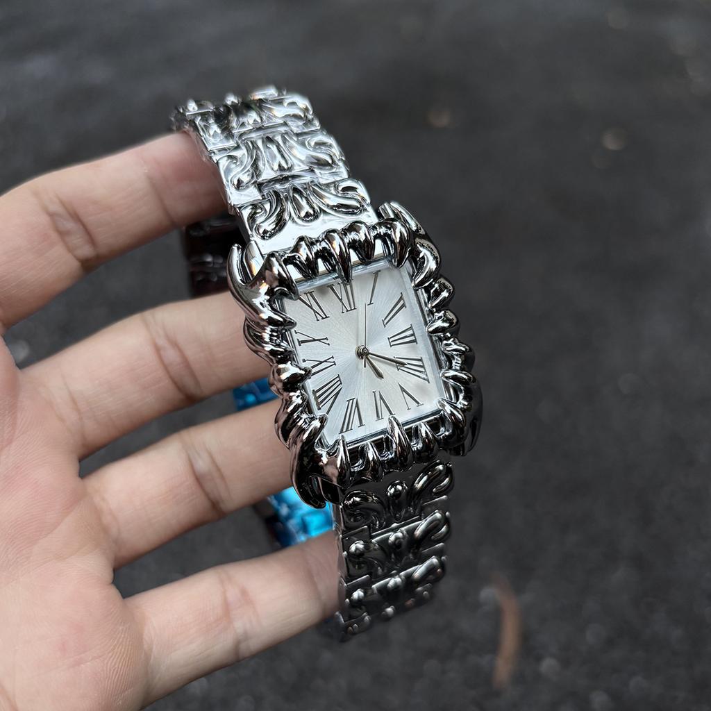Серебристо-черные креативные квадратные кварцевые часы для мужчин Y2k дизайн когтя демона Alabaster IndustriesDevil уникальные мужские часы Relogio