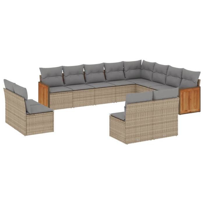 VidaXL Salon de Jardin avec Coussins 12 pcs, Canapés de Terrasse, Ensemble de Meubles de Patio, Mobilier d'Extérieur, Beige 3228152